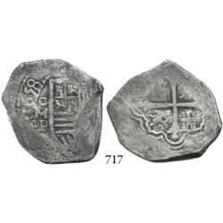 Mexico City, Mexico, cob 4 reales, 1658P, bold full date, rare.
