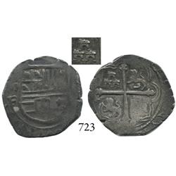 Mexico City, Mexico, cob 2 reales, Philip III, oMF, variety with 3 small castles in triangle pattern