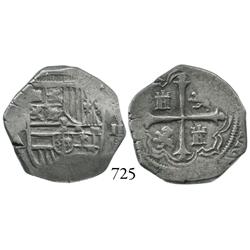 Mexico City, Mexico, cob 2 reales, Philip III, (o)MA, scarce.