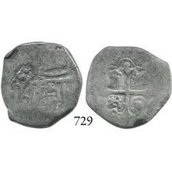 Mexico City, Mexico, cob 2 reales, (16)55P, rare.