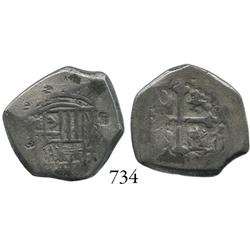 Mexico City, Mexico, cob 2 reales, Philip V, assayer not visible, with small chopmarks.