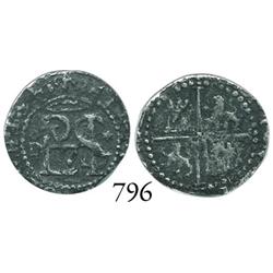 Lima, Peru, cob 1/2 real, Philip II, assayer Diego de la Torre, oD to left, * to right.