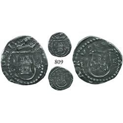 Lima, Peru, cob 1/4 real, Philip II, assayer Diego de la Torre, * to right of castle, * to right of