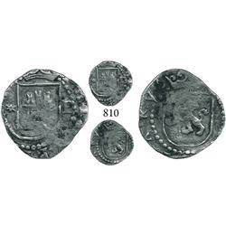 Lima, Peru, cob 1/4 real, Philip II, assayer Diego de la Torre, * to left, P to right of castle.