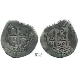 Lima, Peru, cob 2 reales, 1714/3M, rare.