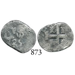 Lima, Peru, cob 1/2 real, 1725, Louis I, very scarce.