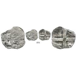 Lima, Peru, cob 1/2 real, (175)0(R), struck from 1-escudo (castle) die, extremely rare.