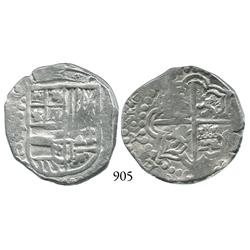 Potosí, Bolivia, cob 4 reales, Philip IV, P-T (late 1620s).