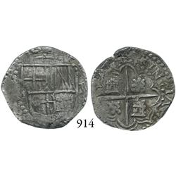 Potosí, Bolivia, cob 2 reales, Philip III, P-M.
