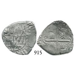 Potosí, Bolivia, cob 2 reales, 1617(M), date at 12-1 o'clock, scarce.