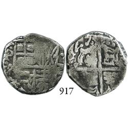Potosí, Bolivia, cob 2 reales, 1625P, extremely rare (discovery specimen), quadrants of cross transp