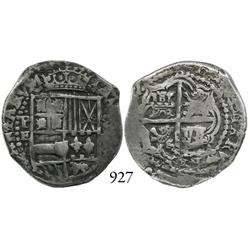 Potosí, Bolivia, cob 2 reales, Philip IV, P-E, scarce.