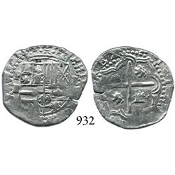 Potosí, Bolivia, cob 1 real, Philip II, P-R (Ramos), scarce.