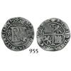 Image 1 : Potosí, Bolivia, cob 1/2 real, Philip II, R (Rincón) to left, P to right, scarce first issue of mint