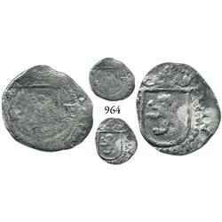 Potosí, Bolivia, cob 1/4 real, Philip II, assayer B (2nd period), rare.