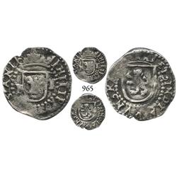 Potosí, Bolivia, cob 1/4 real, Philip II, assayer L, very rare, finest known.