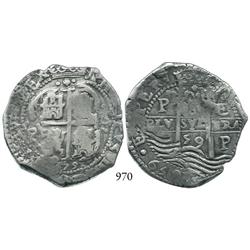 Potosí, Bolivia, cob 8 reales, 1659E.