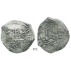 Potosí, Bolivia, cob 8 reales, 1663E.
