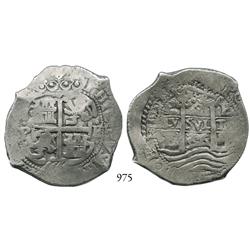 Potosí, Bolivia, cob 8 reales, 1666E.