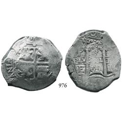 Potosí, Bolivia, cob 8 reales, 1667E.