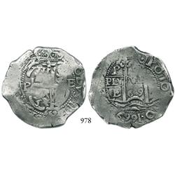 Potosí, Bolivia, cob 8 reales, 1669E.
