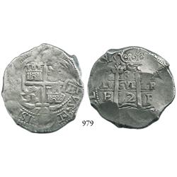 Potosí, Bolivia, cob 8 reales, 1672E.