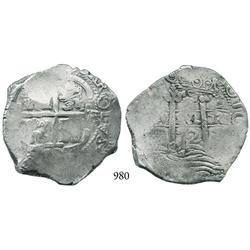 Potosí, Bolivia, cob 8 reales, 1672E.
