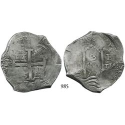 Potosí, Bolivia, cob 8 reales, 1677E.