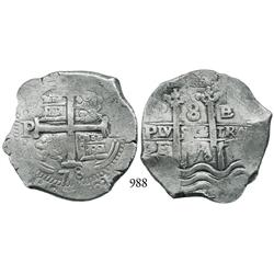 Potosí, Bolivia, cob 8 reales, 1678E.