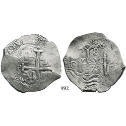 Potosí, Bolivia, cob 8 reales, 1679C.