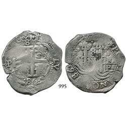 Potosí, Bolivia, cob 8 reales, 1686VR.