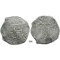 Potosí, Bolivia, cob 8 reales, 1690VR.