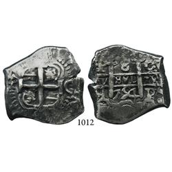 Potosí, Bolivia, cob 8 reales, 1754C+q, very scarce.