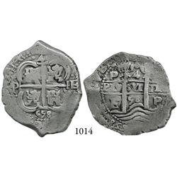 Potosí, Bolivia, cob 4 reales, 1658E.