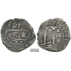 Potosí, Bolivia, cob 2 reales, 1657E.