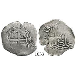 Potosí, Bolivia, cob 2 reales, 1665E.