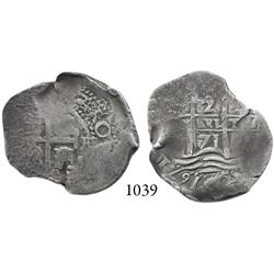 Potosí, Bolivia, cob 2 reales, 1671E.