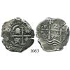 Image 1 : Potosí, Bolivia, cob 2 reales, 1700F, sideways 8 for 00 in date.