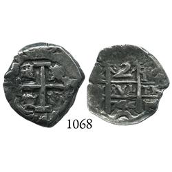 Potosí, Bolivia, cob 2 reales, 1744q.