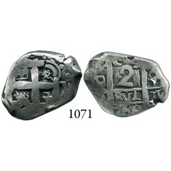 Potosí, Bolivia, cob 2 reales, 1766V-Y.