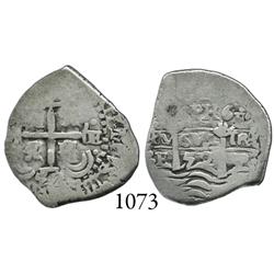 Potosí, Bolivia, cob 1 real, 1652E (post-transitional), 1-PH-6 at top.