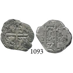 Potosí, Bolivia, cob 1 real, 1672/1E, scarce overdate.
