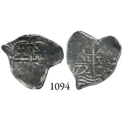 Potosí, Bolivia, cob 1 real, 1672E, natural heart shape (as made).