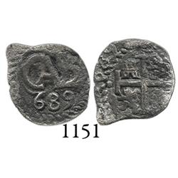 Potosí, Bolivia, cob 1/2 real, 1689.