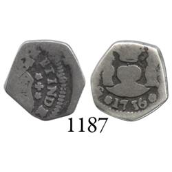 Guatemala City, Guatemala, cob 1/2 real, 1736J, scarce.