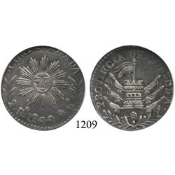 Cordoba, Argentina, 2 reales, 1844, encapsulated NGC AU-58.