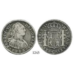 Santiago, Chile, bust 4 reales, Ferdinand VII, 1813FJ.