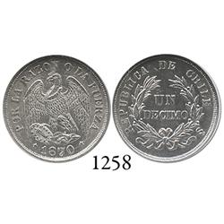 Santiago, Chile, décimo, 1870/60, encapsulated NGC MS-63.