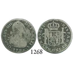 Bogotá, Colombia, bust 1 real, Charles IV, 1798JJ.