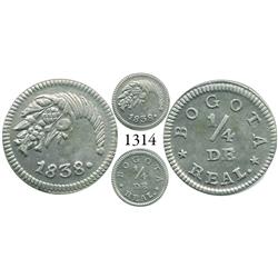 Bogotá, Colombia, 1/4 real, 1838.
